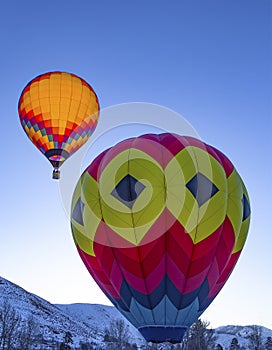 Hot air balloons in the snow