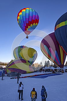 Hot air balloons in the snow
