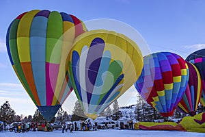 Hot air balloons in the snow