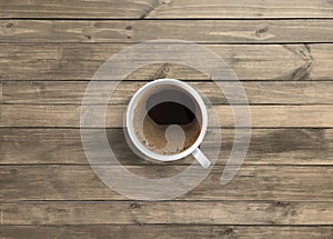 Hot americano black coffee in white mug photo