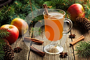 Hot apple cider traditional winter season drink