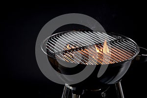 Hot barbecue fire with glowing coals ready to cook photo