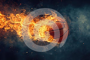 Hot Basketball ball fire flame. Generate Ai