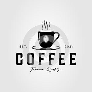 hot black coffee or one cup beverage logo vector illustration design