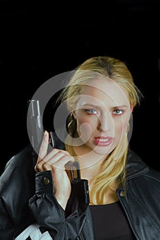 Hot blond with a gun