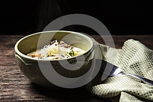 Hot Bowl of Creamy Sausage and Tortellini Soup