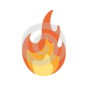 Hot burning bonfire, campfire icon. Fire flame, light. Abstract danger warning of heat and blaze. Inflammable caution photo