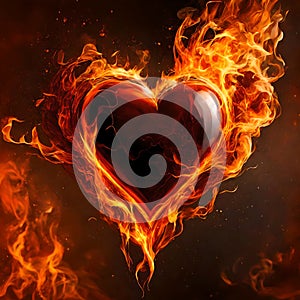 Hot burning heart - ai generated image