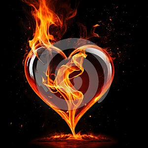 Hot burning heart - ai generated image