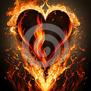 Hot burning heart - ai generated image