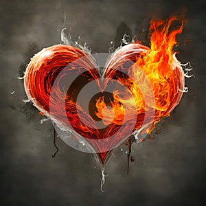 Hot burning heart - ai generated image