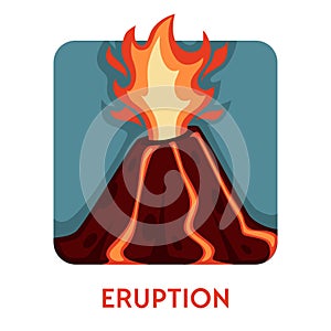 Hot burning lava streams volcanic eruption isolated icon