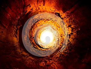 Hot, burning tunnel & light. Way to another world