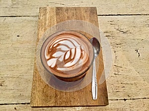 Hot caffe mocha. top view. Delicious drink. Latte. photo