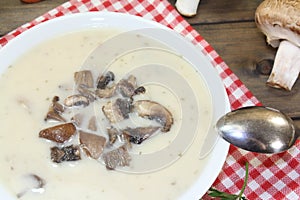Hot calf soup mt mushrooms