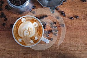 Hot cappuccino art with fresh coffee bean