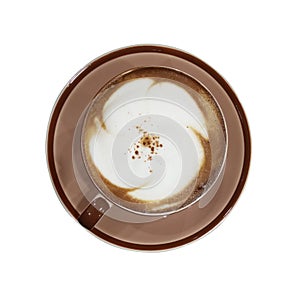 Hot cappuccino coffee cup isolate on white background
