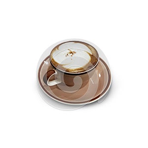 Hot cappuccino coffee cup isolate on white background