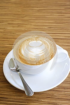 Hot Cappuccino with white cup
