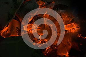 Hot charcoal with blur background