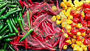 Hot chili colorful mix of peppers