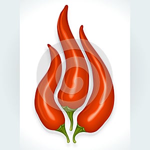 Hot chili pepper in the shape of fire sign