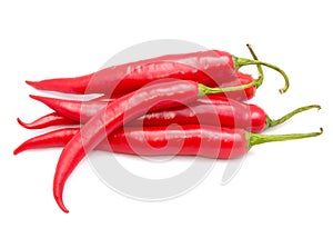 Hot Chili Peppers Isolated on White