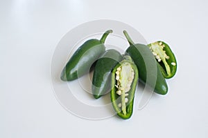 Hot chilli peppers on white background