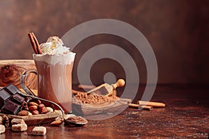 Hot chocolate with cream sprinkled with chocolate chips