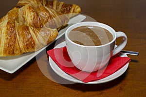 Hot Chocolate with croissant photo