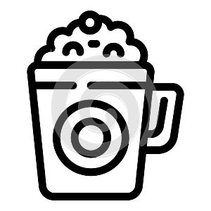 Hot chocolate cup icon outline vector. Warm beverage on ice rink