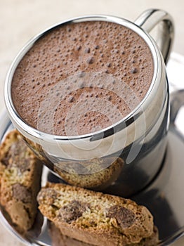 Hot Chocolate Florentine with Chocolate Biscotti photo