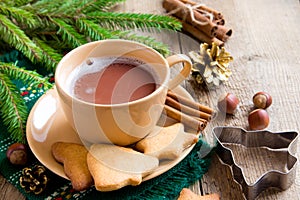 Hot chocolate with gingerbread cookies