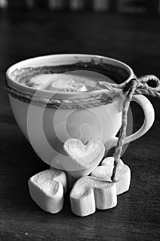 Hot chocolate with heart pink marshmallow