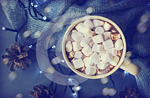 Hot chocolate with marshmallows in mug