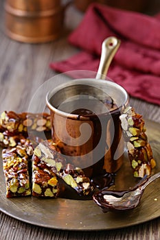 Hot chocolate with nutty roasted nuts