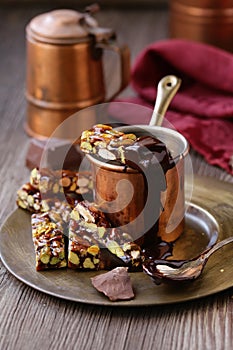 Hot chocolate with nutty roasted nuts