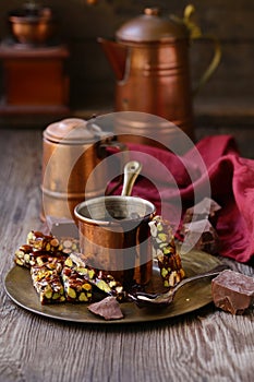 Hot chocolate with nutty roasted nuts