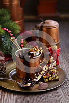 Hot chocolate with nutty roasted nuts