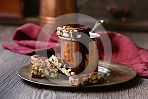 Hot chocolate with nutty roasted nuts