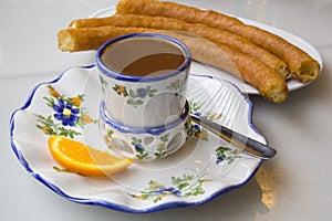 Hot chocolate with porras