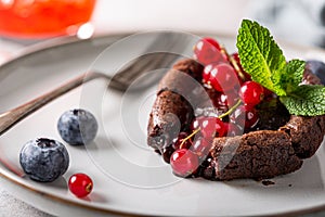 Hot chocolate pudding with fondant centre
