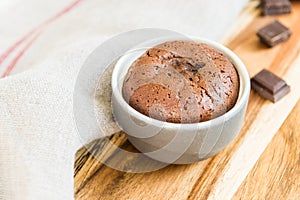 Hot chocolate pudding with fondant centre