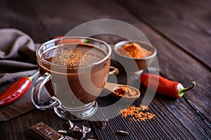 Hot chocolate with red chili pepper