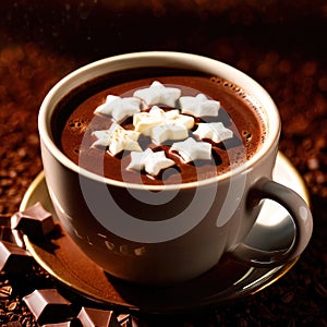 Hot chocolate, rich cocoa chocolate milk beverage drink