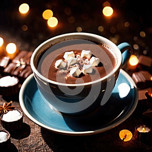 Hot chocolate, rich cocoa chocolate milk beverage drink