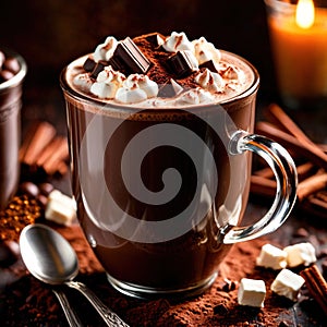 Hot chocolate, rich cocoa chocolate milk beverage drink