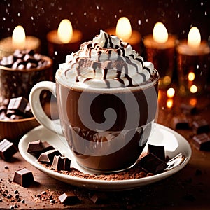 Hot chocolate, rich cocoa chocolate milk beverage drink