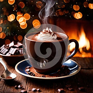 Hot chocolate, rich cocoa chocolate milk beverage drink