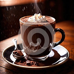 Hot chocolate, rich cocoa chocolate milk beverage drink